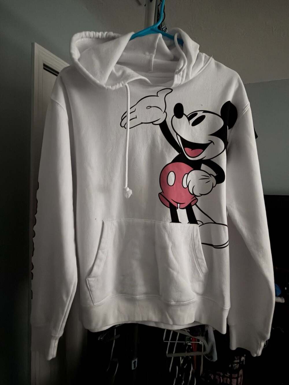 Disney Mickey Mouse White Graphic Hoodie Size M (7-9)